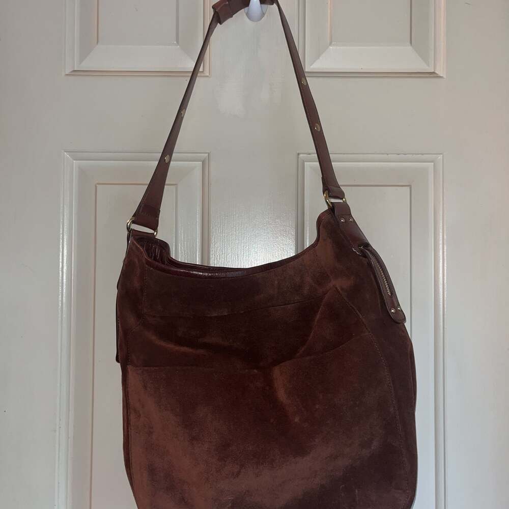Mercedes Benz Rare Classic Brown Suede Leather Satchel Hand/Shoulder Bag - Picture 2 of 5